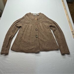Liz Claiborne Cable Knit Cardigan Multi-Color Buttons Tan Women's Large Cozy